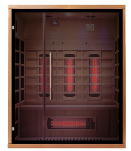 Meilleurs prix pour les salles de sauna - Sauna infrarouge à vapeur sèche pour 3 personnes avec thérapie par lumière rouge - Product Image 1