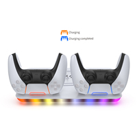 Lumières RVB et interrupteur tactile Station de charge de refroidissement multifonctionnelle conçue pour la console PS5 et la console PS5 Slim