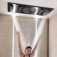 Robinet de douche thermostatique pour salle de bain avec douche pluie LED encastrée au plafond de 47,24*19,69 pouces et haut-parleur musical pour douche de bain