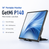 Moniteur portable GetMi haute performance de 14 pouces, écran IPS Full HD, haut-parleurs intégrés pour les présentations en conférence