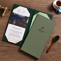 Couverture de menu personnalisée en cuir PU, porte-menu de restaurant avec pages intérieures remplaçables, logo en relief et dorure à chaud