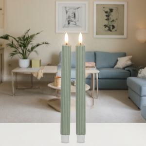 <span class=keywords><strong>Chandelier</strong></span> conique sans flamme décoratif ivoire côtelé 3D véritable flamme en plastique LED alimenté par batterie pour les vacances - Product Image 6