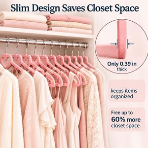 Wholesale Hangers Factory Manufacturing <b>Pink</b> Heart-Shaped Children's Cabide Veludo Non Slip Velvet Hanger - Product Image 3