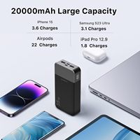 Batterie externe haute capacité JUOVI/NOBIS 35W 20000mAh avec PD QC3.0 USB Type-C Quatre ports pour iPhone 17 Samsung Charge rapide