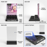 Großhandel Maßgefertigtes PVC-Kosmetik-Displayregal - Individueller Boden-/Theken-Make-up-Präsentationsständer für Einzelhandels-Kosmetikgeschäfte