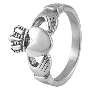 yunnique Heart Shape Stainless Steel <b>Ring</b> Women's Punk Style Wedding Gift Silver Color - Product Image 5