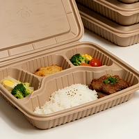 Boîte à lunch biodégradable en fibre de coque de riz, cinq compartiments, capacité de 1200 ml, sans BPA, sans PFAS, utilisable au micro-ondes, conforme LFGB