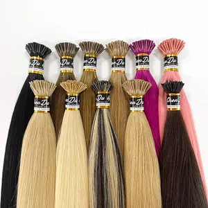 wholesale i tip human hair extensions double drawn i-tip raw virgin 1 gram itip russian 100% human hair remy straight i tip hair