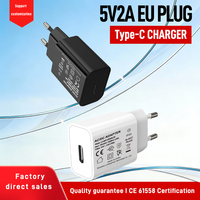 Adaptador de Corriente USB-C con Enchufe Europeo, 5V2A 10W, Carga Rápida, Ecológico, Alta Eficiencia, Certificado CE, OVP, OTP, para Cámara, Tablet, Móvil