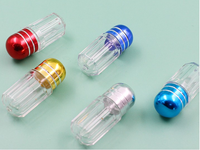 Flacon capsule coloré à tête ronde, petit, en plastique, portable, vide, pour pilules, avec bouchon à vis