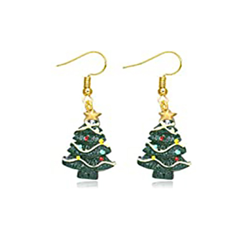 Boucles d'oreilles de Noël arbre laid or