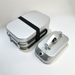 Modern Creative Small Hiking Outdoor Portable Lunch Box Coffee Tea Square Aluminium Alloy Camping Mess Tins Kettle Set