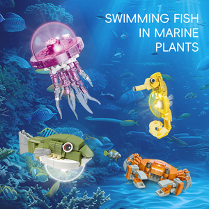 58246-58253 MOC rompecabezas Animal nadando peces en plantas marinas partículas DIY bloques de construcción de ladrillos figuras niños juguetes modelo - Product Image 3