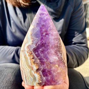 Ágata Mexicana Natural Morada al por Mayor, Cristal en Forma de Lágrima, Amatista Pulida, Ágata Llama para Regalo del Día de la Madre - Product Image 2