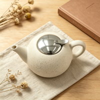 Théière en céramique 750 ml avec infuseur en acier inoxydable 304, théière en pierre mouchetée avec couvercle à rabat et filtre, ensemble cadeau pour le thé en vrac