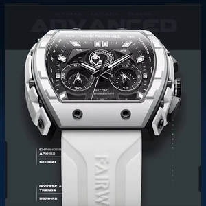 Mark Fairwhale FW 5670 Men's Quartz Tonneau <strong>Automatic</strong> <strong>Chronograph</strong> 3BAR Water Resistance Complete Calendar Silicone Sports Charm - Product Image 3
