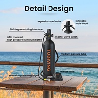 TUDIVING Vente en gros, Bouteille de plongée HPA en aluminium de 2L, gonflable, pour respiration sous-marine, 25-30 min, avec LOGO et couleur personnalisables
