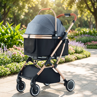 Poussette pliable légère pour petits animaux en lin, ultra-légère, portable, pour chiens et chats, facile à transporter