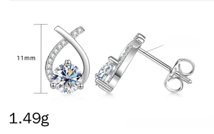 Pendientes de tuerca de moissanita VVS GRA de corte redondo con diseño de cola de pez de líneas simples, rellenos de oro de 14K, joyería de uso diario para mujer - Product Image 6