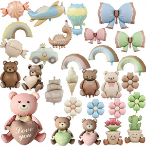 Globos Metálicos Mate con Forma de Oso, Arcoíris, Coche de Policía y Helado para Decoración de Cumpleaños con Bajo MOQ - Product Image 1
