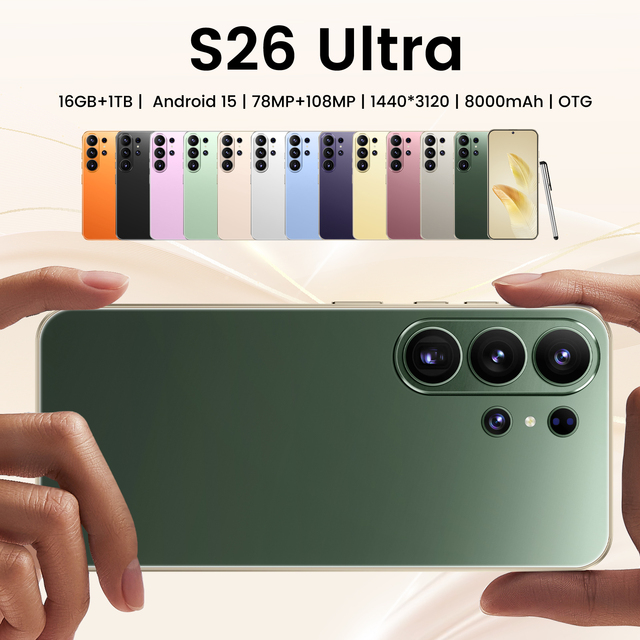 2025 New Original S26 Ultra Smartphones 16GB+1TB 5G Dual SIM Android 15 Mobile Phone HD Screen & 108MP Rear Camera