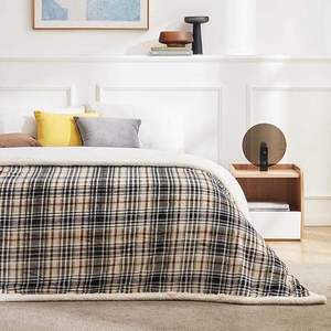 Custom OEM ODM Flannel and Sherpa Double-Layered Blanket Soft Classic Check Polyester Blanket <strong>Cosy</strong> and Plush Sherpa Fleece <strong>Throw</strong> - Product Image 2
