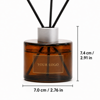 Diffuseur de parfum à bâtonnets LF, Décoration de resort, Accueil des invités, Récipient rond noir, Couvercle argenté, Bâtonnets blancs, Maison, Marque privée, OEM, ODM