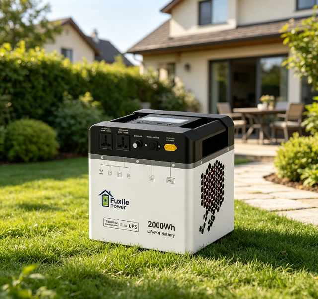 Fuxile 2000Wh Portable Solar Power Station 1000W Continuous 2000W Peak LiFePO4 Battery Generator Pure Sine Wave Multiple Output