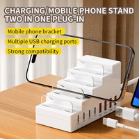 Chargeur de bureau 66W 8 ports HUB 4 USB C 4 USB A |   Station de charge sécurisée pour téléphone et tablette |   Support de chargeur compact en matériau PC