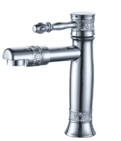 Robinet de lavabo moderne chromé INOS Z0048 à corps rond en alliage de zinc, monocommande, eau froide, à poser sur le plan