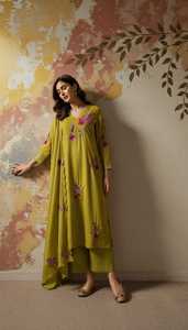 Indian Ethnic Clothing New Design <b>Womens</b> Chanderi Silk <b>Kurta</b> Pant with Dupatta Set <b>Womens</b> Traditional Wear - Product Image 4