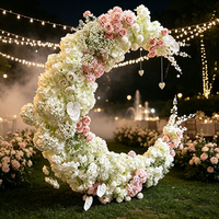 Arche florale en soie rose clair de haute qualité et durable pour toile de fond de mariage, demande en mariage et décoration de scène