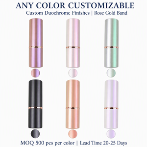 Tube de rouge à lèvres holographique avec capuchon nacré, corps rose doré en acrylique ABS PP, <span class=keywords><strong>peinture</strong></span> électrolytique, logo personnalisé, OEM, en vrac, 3,5 ml - Product Image 4