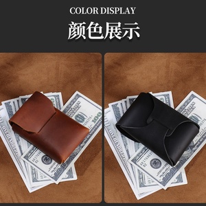 Short Retro Crazy Horse Genuine Leather <b>Wallet</b> Handmade Vintage Style Minimalist Credit & Business Card <b>Holder</b> - Product Image 6