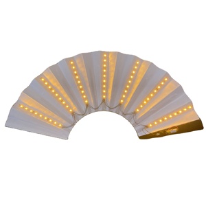 LED <b>Light</b>-Up Folk Art Folding Fan 33cm Bamboo Decorative Rave Fan for Parties Carved <b>Flash</b> Dance Technique - Product Image 3