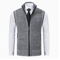 Chaleco de Punto con Cuello Alto y Cierre para Hombre, Chaleco sin Mangas con Bolsillos, Ropa de Abrigo Informal para Otoño e Invierno, Logotipo Personalizado