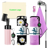 Kit de Nettoyage d'Accessoires de Golf Personnalisé Amrta avec Logo, Ensemble Cadeau, Serviettes de Golf en Microfibre Polyester à Séchage Rapide, Brosse et Outil de Réparation de Divots