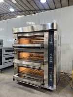 Four à gaz industriel commercial 3 niveaux 6 plateaux, four de boulangerie de luxe en acier inoxydable, commande numérique, haute efficacité, garantie 1 an