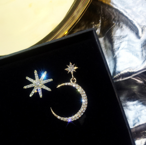 <span class=keywords><strong>Orecchini</strong></span> ispirati al Designer all'ingrosso con spilla in <span class=keywords><strong>argento</strong></span> con strass con diamanti lucidi e luna irregolare - Product Image 3
