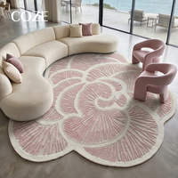 Tapis de luxe de style français rose de forme irrégulière pour canapés de salon, tables d'appoint de chambre à coucher