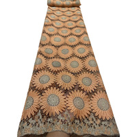 Tissu en dentelle de corde pure d'Osmanthus soluble dans l'eau, multicolore et luxueux, broderie africaine traditionnelle en strass, brillant et luxueux
