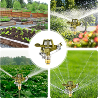 Kepala Sprinkler Impact Kuningan 1/2 3/4 Inci Otomatis Putar 360 Derajat Mini untuk Taman