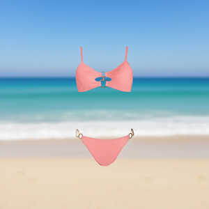 HDJ Bikini Set Pink Size 42 44 46 48 With Metal <b>Ring</b> Detail For Beachwear - Product Image 2