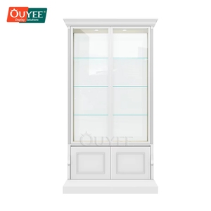 Đen khung kính hiển thị tủ với cửa trượt <span class=keywords><strong>LED</strong></span> chiếu sáng nhiều kệ khóa cơ chế cho bán lẻ đồ trang sức <span class=keywords><strong>Showcase</strong></span> - Product Image 4