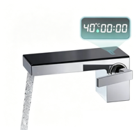 Robinet de lavabo cascade numérique à affichage LED, mitigeur chaud/froid à poignée unique, à poser sur le comptoir