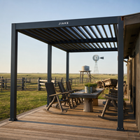 Pergola en aluminium Jiake 6063-T5 avec toit à lames motorisées pour jardin, patio, gazebo, pavillon extérieur