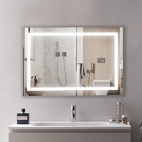 Miroir de salle de bain multifonctionnel moderne rectangle avec lumière LED