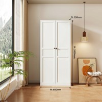 Armoire double porte en acier blanc mat W600mm pour chambre à coucher, support OEM, vente en gros