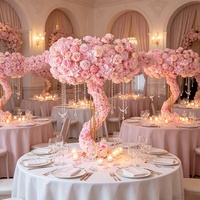 MSFAME Grand centre de table rose pour décoration, arrangements floraux en soie pour mariages