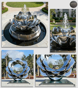 ประติมากรรมรูปดอกบัวโลหะขนาดใหญ่สำหรับตกแต่งสวนสาธารณะกลางแจ้ง ทำจากวัสดุสแตนเลสคุณภาพสูงตามสั่ง - Product Image 2